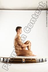 Nude Man White Muscular Short Blond Multi angles poses Realistic